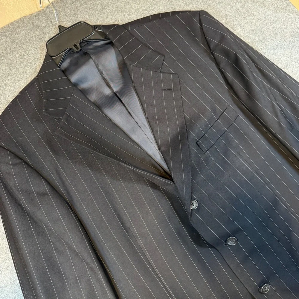 Britches of Georgetowne Loro Piana Wool Pinstripe Blazer Mens 46R Navy Hilton
